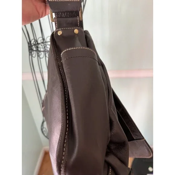 AmeriLeather Teddy Leather Messenger Bag dark brown shoulder laptop